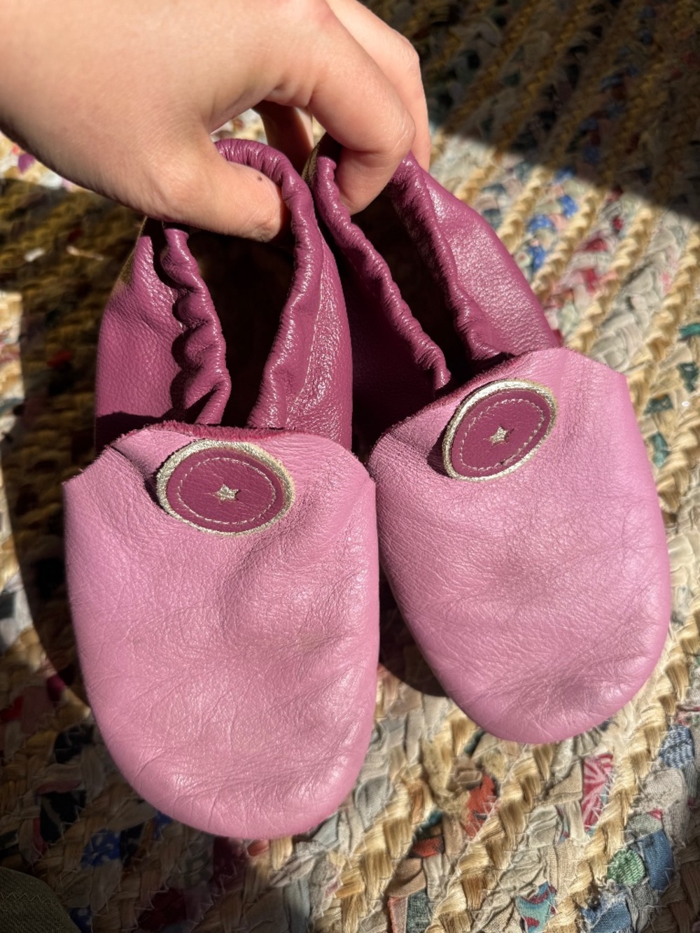 Softstar indoor shoes pink leather moccasins size 1
